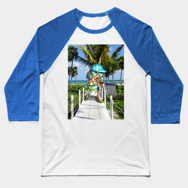 cute girl on a cuban beach Baseball T-Shirt by cuisinecat